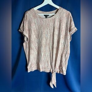 Vera Wang Casual Pink Textured Short Sleeve Top